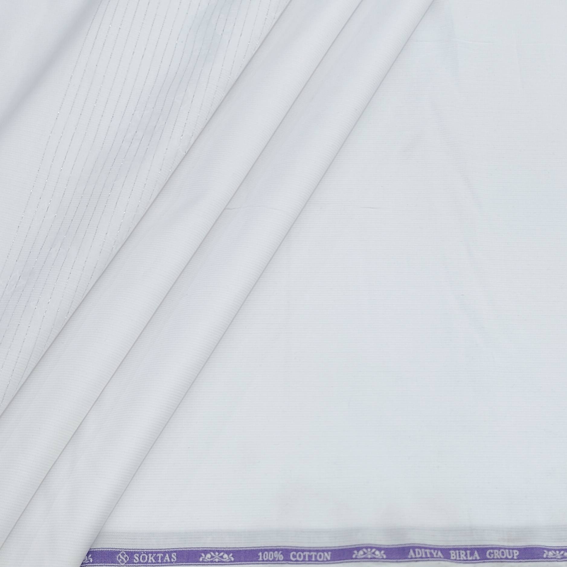 Shirt Fabric Soktas Finest 80s Giza Cotton Jacquard Colour White